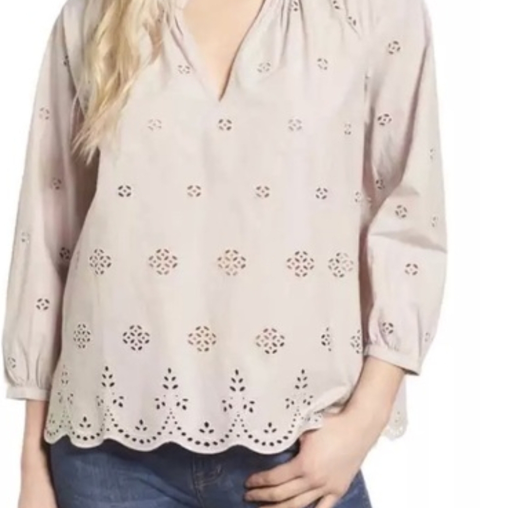 Madewell Cream Eyelet Blouse